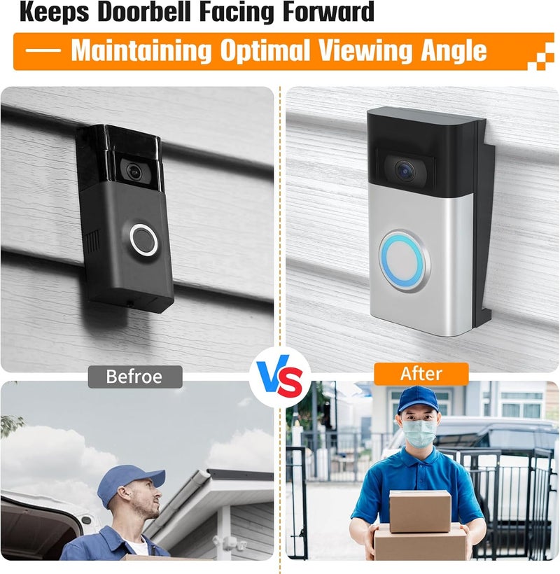 ibada Vinyl Siding Angle Adjustment Doorbell Mount for Video Doorbell(2020 Release)/1/2/3/4/ Wired/Pro/Pro 2, Blink Doorbell Corner Mounting Bracket Wedge Kit(4" Standard Vinyl Siding Only) - Image 4